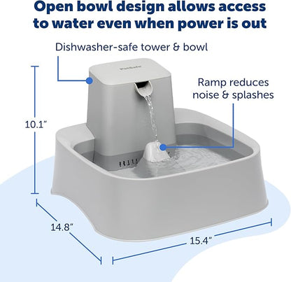 PetSafe Oasys 2 Gallon Pet Fountain | Adjustable Water Flow, Whisker-Friendly Tray, Dishwasher-Safe, Replaceable Carbon & Foam Filters Included