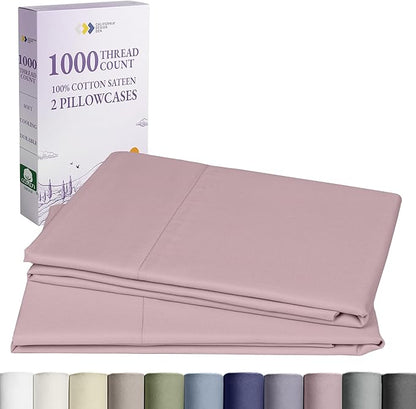 California Design Den King Pillow Cases Set of 2-1000 Thread Count, Soft and Smooth Sateen Weave, 100% Cotton Pillowcases, Thick and Durable - Sepia Rose