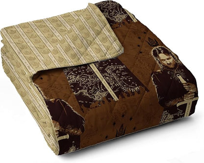Warner Bros Lord of The Rings Middle Earth Quest Quilted Throw Blanket, Fantasy Map Pattern, Adults Boys Girls, Soft Lightweight Bedding for Bed, or Couch, 60 x 80 inches