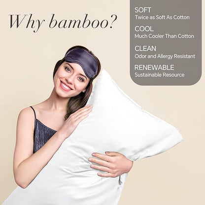 BEDELITE Standard Pillow Cases Set of 2, Rayon Derived from Bamboo, Cooling Pillow Cases for Hot Sleepers & Night Sweats, Breathable Silky Soft Envelope Pillowcases(White, 20"x26")