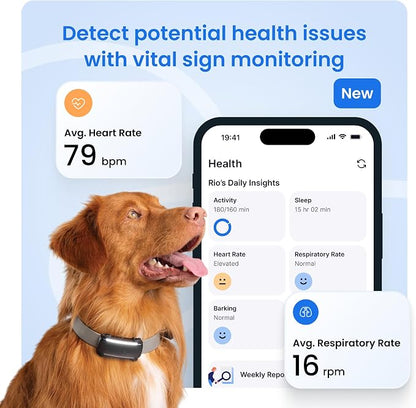 Tractive Smart Dog GPS Tracker with 6 Month Subscription | Live Pet Tracker with Virtual Fence | Vital Signs Monitoring of Heart & Respiratory Rate | Bark Monitoring | Dog Collar Attachment (Mint)