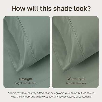 California Design Den Duvet Cover Twin Cotton Only - Premium 400 Thread Count, Natural 100% Cotton Duvet Covers, Soft Sateen Weave, Button Closure and Corner Ties - Sage Green