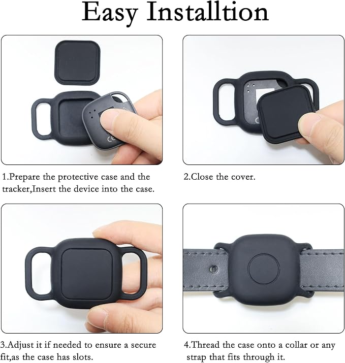 Waterproof Dog Collar Holder Case for Tile Mate 2024/2022 Tracker,2 Pack Anti Scratch Soft Silicone Case for cat pet Necklace, Protective Cover Accessories for Tile Tracker (Black/Pink)