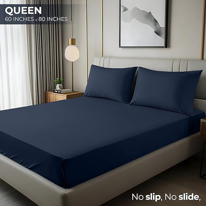 Utopia Bedding Queen Fitted Sheet - Bottom Sheet - Deep Pocket - Soft Microfiber - Shrinkage and Fade Resistant - Easy Care -1 Fitted Sheet Only (Navy)