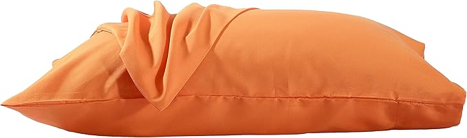 Evolive Ultra Soft Brushed Microfiber Standard Size 20"x30" Pillowcases Pair Set of 2 with Envelope Closure (20"x30" Standard, Orange)