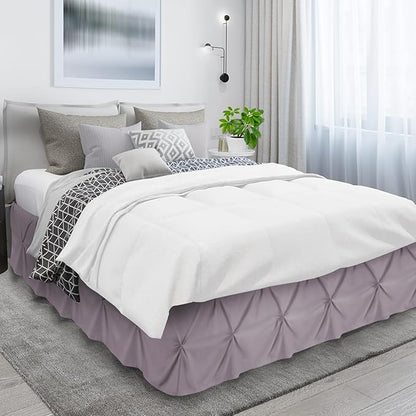 Nestl Dusty Purple Bed Skirt Twin Size, Pinch Pleat Twin Bed Skirt, 14" Inch Drop Twin Bedskirt, Hotel Quality Dusty Purple Bed Skirts, Microfiber Bedskirt for Twin Bed, Dusty Purple Twin Bed Skirt
