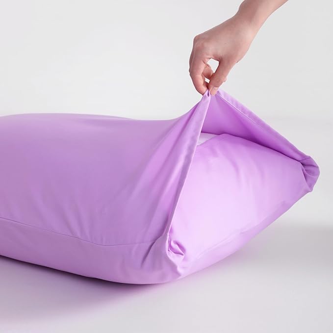 NTBAY King Pillowcase Set - 2 Pack Brushed Microfiber 20x36 Pillowcases - Soft, Wrinkle-Free, Fade-Resistant, Stain-Resistant, Light Purple Pillowcases with Envelope Closure - 20x36 Inches