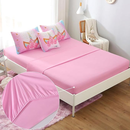 JQinHome Unicorn Queen Bedding Sets for Girls Kids,6 Piece Bed in A Bag 3D Colorful Flower Girl Unicorn Comforter Set(1 Comforter,2 Pillowcases,1 Flat Sheet,1 Fitted Sheet,1 Cushion Cover)