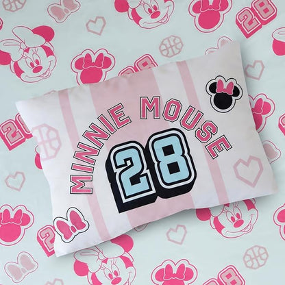 Northwest Disney Minnie Mouse Full Size Comforter Set, 5 Piece Reversible Design Ultra Soft Fade Resistant Microfiber Kids Bedding Set, Officially Licensed