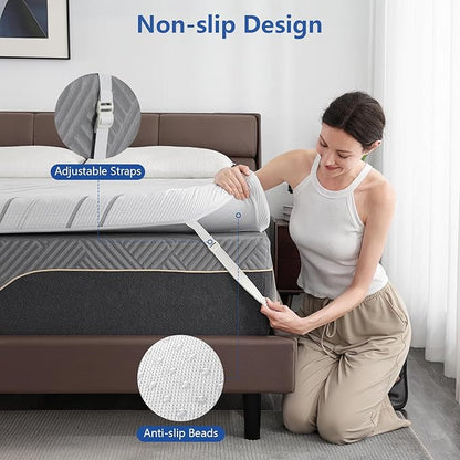 Ultra Firm Mattress Topper King Size, 3 Inch Extra Firm Mattress Pad for Pain Relief, High Density Support Bed Topper with Removable & Washable Cover, CertiPUR-US, No Smell