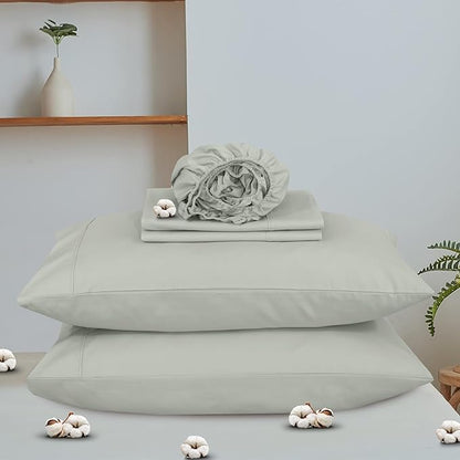 RUVANTI 100% Organic Cotton Sheets Twin XL, Percale Weave, GOTS Certified, 3-Piece Set, Deep Pocket 15", Crisp & Breathable, Soft Durable Bedding, Sábanas Algodón Orgánico – Mineral Gray