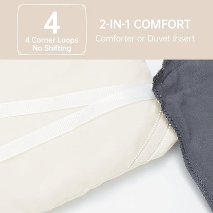 MUXHOMO California King Comforter Set, All Season Ultra Soft Down Alternative Bedding - 3 Piece Lightweight Bed Set Includes 1 Comforter (104"x96") and 2 Pillow Shams (20"x36"), Ivory