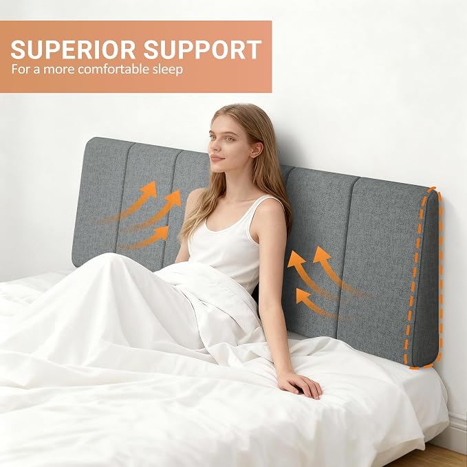 Queen Size Headboard Only-No Assembly Required, Dark Gray | Easy to use no assembly required, Linen fabric and extra-thick foam for added comfort, Modern style headboard queen size