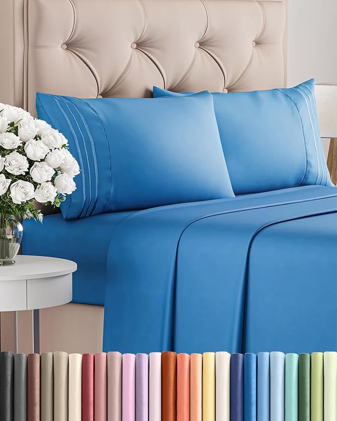 King Size 4 Piece Sheet Set - Comfy Breathable & Cooling Bed Sheets Set - Hotel Luxury Bedding for Women, Men, Kids, Teens, Boys & Girls - Deep Pockets, Soft and Wrinkle Free - Oeko-Tex - Royal Blue