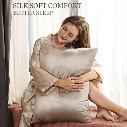 Adubor 100% Silk Pillowcase - Mulberry Silk Pillow Cases, 22 Momme 6A Grade Fibers, Silk Pillow Case for Hair and Skin Health, with Hidden Zipper (Standard 20''×26'', Apricot, 1PC)