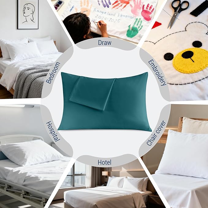Pillowcases Queen 12 Pack, 20x30 Pillow Cases with Envelope Closure, Soft Plain Brushed Microfiber Covers Breathable Wrinkle-Resistant, Teal