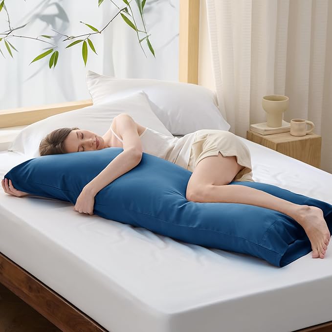 Bedsure Body Pillow Cover - Teal Long Cooling Pillow Cases, PureWoven 100% Rayon Derived from Bamboo, Cool Body Pillowcase with Envelope Closure for Women, Men, 1 Pack, 20x54 Inches