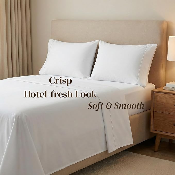 Beckham Hotel Collection Pillowcases Queen Size Set of 2, Cool Touch Cotton Sateen Fabric, 500TC, Silky Smooth & Soft, Open End, White