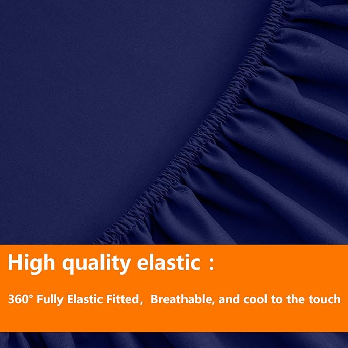 TAIMIT Navy Full Size Comforter Set - 7 Pieces, Bed in a Bag Bedding Sets with All Season Soft Quilted Warm Fluffy Reversible Comforter,Flat Sheet,Fitted Sheet,2 Pillow Shams,2 Pillowcases