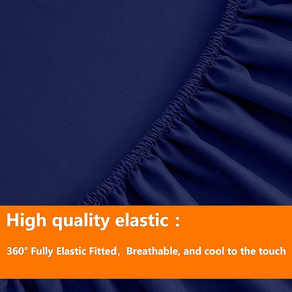 TAIMIT Navy Twin Size Comforter Set - 5 Pieces, Bed in a Bag Bedding Sets with All Season Soft Quilted Warm Fluffy Reversible Comforter,Flat Sheet,Fitted Sheet,1 Pillow Shams,1 Pillowcases
