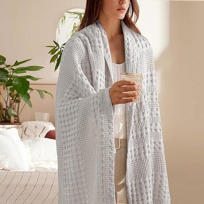 PHF 100% Cotton Waffle Weave Throw Blanket, Soft Lightweight Breathable Cozy Throws for Couch Bed Sofa, Luxury Aesthetic Blanket Gift for Home Decor & Office, 50"x60", Light Grey