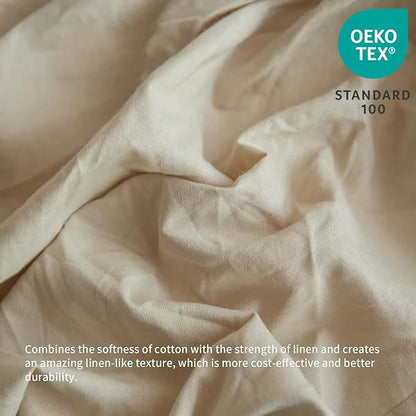 BISELINA French Linen Bed Skirt with Pleated Frills 22-Inch Tailored Drop Natural Flax Cotton Blend Dust Ruffle Soft Cozy Farmhouse Bedding (22" Twin, Linen)