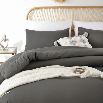 ROSGONIA Charcoal Grey Twin/Twin XL Comforter Set for Girls Boys, 1 Dark Gray Comforter & 1 Pillowcase, Lightweight Kids Comforter Soft Dorm Bedding