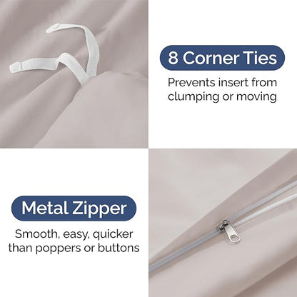 Duvet Cover Twin/Twin XL Size Set - Extra Soft Twin/Twin XL Duvet Cover 68" x 90" with 1 Pillow Sham - Hotel Luxury, Easy Care, Fade Free w/ Zipper Closures & Ties - Comfy & Breathable (Light Grey)