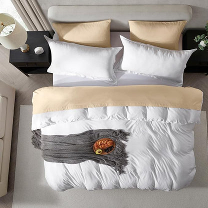 Nestl White California King Duvet Cover Sets - Soft Prewashed Cal King Duvet Cover, 3 Piece, with Zipper Closure, 1 Duvet Cover 104x98 inches and 2 Pillow Shams - No Comforter