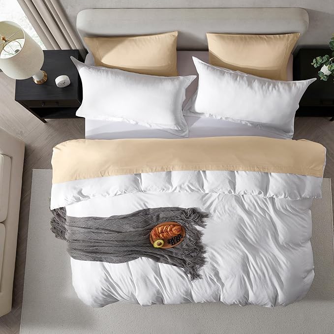 Nestl White Duvet Cover King Size - Soft Prewashed King Duvet Cover Set, 3 Piece, with Zipper Closure, 1 Duvet Cover 104x90 inches and 2 Pillow Shams - No Comforter