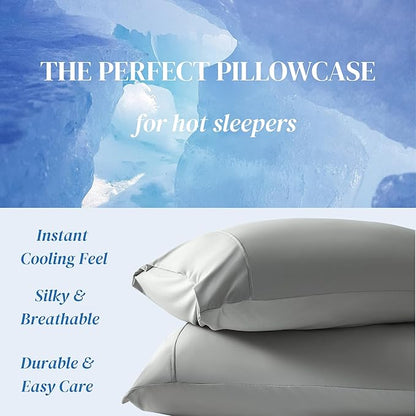 Beckham Hotel Collection Cooling Pillowcases for Hot Sleepers, Standard/Queen, Cool Touch Pillow Cases, Buttery Soft, Hair & Skin Friendly, Dark Gray (4 Pieces)