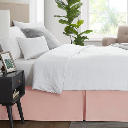 Nestl Peach Beige Twin XL Bed Skirt - Twin XL Size Bed Skirt 14 Inch Drop - Brushed Microfiber Bed Skirts - Hotel Quality Pleated Bed Skirt - Shrinkage & Fade Resistant