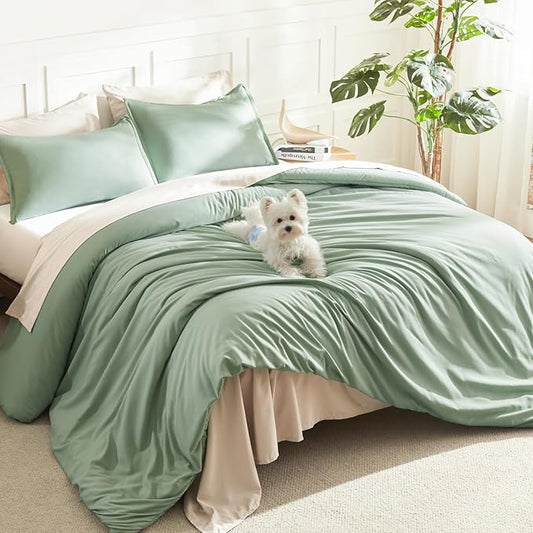 Litanika Twin XL Comforter Set Sage Green - 2 Pieces Extra Long Bed Set for College Dorm, All Season Bedding Set for Girls and Boys