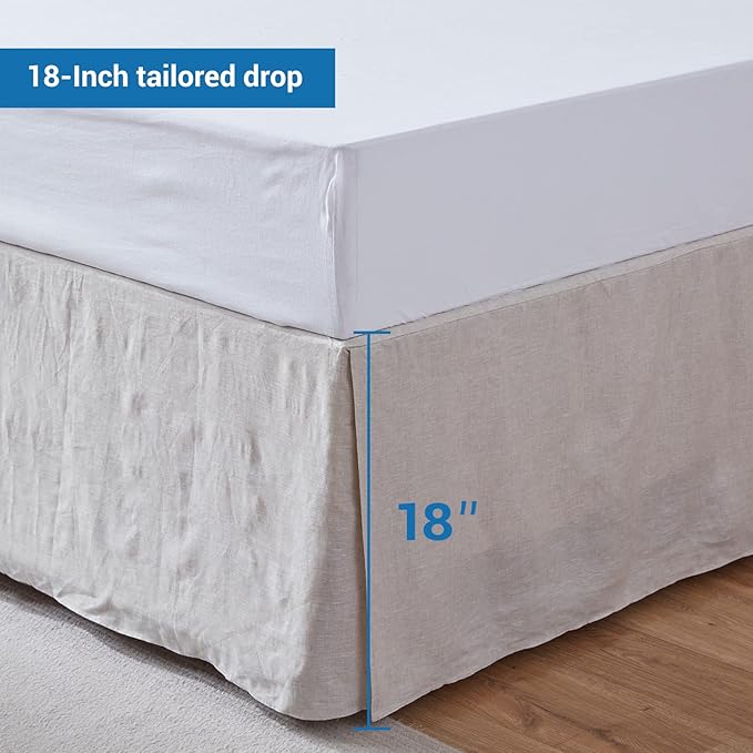 Simple&Opulence Premium Linen Bed Skirt Basic Style 18 inch Tailored Drop Dust Proof Easy Fit Breathable (18'' Basic-Linen, Twin)