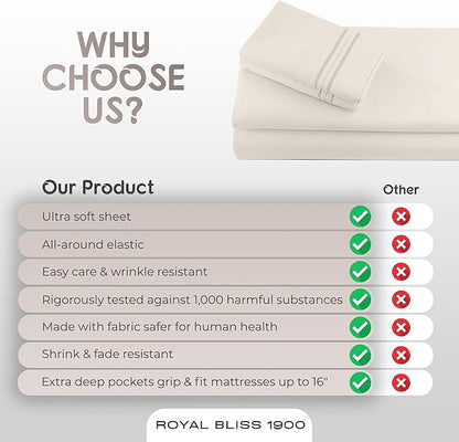 Split California King Sheets Sets - 5 Pcs Set - California King Split Sheet Sets Cal King Split Sheets Sets for Adjustable Bed (Ivory)