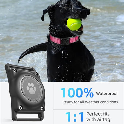 Upgrade Dog Collar with AirTag Holder, IP68 Waterproof, Watermelon red, M | Built-in Water Resistant AirTag holder, 1000D Nylon, Reflective Stitching for Night Visibility, Soft padding for Comfort