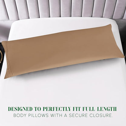 Elegant Comfort Luxury Ultra-Soft 1-Piece Body Pillowcase - 1500 Premium Hotel Quality Microfiber Double Brushed - Wrinkle Resistant, Body Pillowcase Size, Taupe