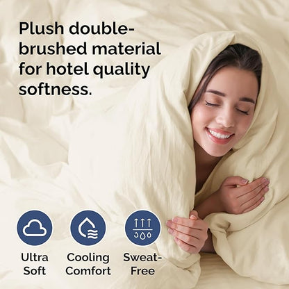 Duvet Cover King Size Set - Extra Soft King Duvet Cover 104" x 90" with 2 Pillow Shams - Hotel Luxury, Easy Care & Fade Free w/ Zipper Closures & Ties - All Season, Comfy and Breathable (Off White)
