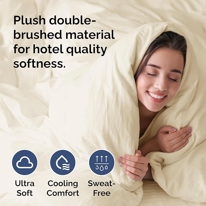 Duvet Cover Twin/Twin XL Size Set - Extra Soft Twin/Twin XL Duvet Cover 68" x 90" with 1 Pillow Sham - Hotel Luxury, Easy Care, Fade Free with Zipper Closures & Ties - Comfy & Breathable (Off White)