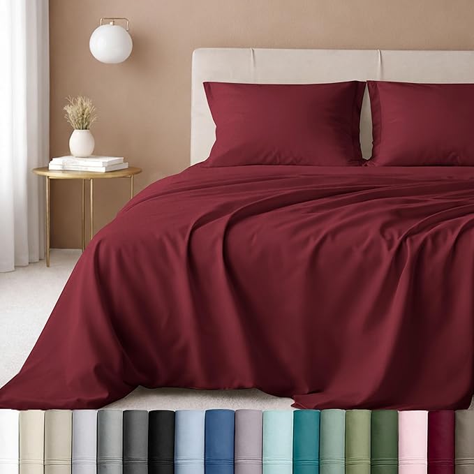 California Design Den 100% Cotton Sheets Twin XL Size Set - Luxury 600 Thread Count, Sateen, Deep Pocket Twin XL Sheets Set, Soft Bed Sheet Set - Brick Red