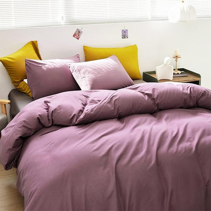 Cottonight Purple Comforter Set Twin Dusty Purple Bedding Comforter Set Girls Teens Solid Modern Pale Mauve Purple Blanket Quilts Breathable 3 Piece Purple Comforter Set for Twin Bed