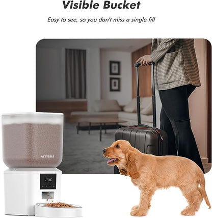 Automatic Dog Feeder - 8L/34 Cups Large Capacity Automatic Cat Food Dispenser with LCD Screen, Large Food Tray, Battery Operated, Timed Cat Feeder, Up to 50 Portions 6 Meals Per Day, Keeps Fresh