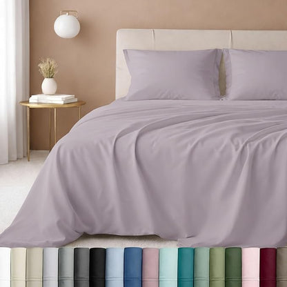 California Design Den - Luxury Full Size Sheet Set - 100% Cotton, 600 Thread Count Deep Pocket Full Size Bed Sheets, Sateen Weave - Lavender