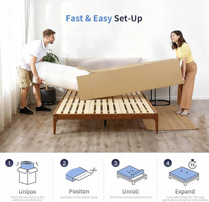 FDW | 6 Inch Twin Mattress | Medium Firm | Gel Memory Foam Mattress | White | Bed in a Box, CertiPUR-US Certified | Pressure Relief, Cooling Ventilated Foam | Washable Removable Cover