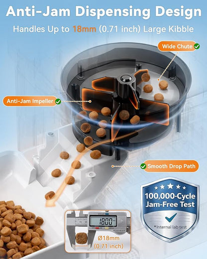 Automatic Dog Feeder, Dog Food Dispenser Automatic, 12L for Large Breed | 20 Days Food Capacity, Anti-Clog 0.78inch Large Kibble, 1080P HD Camera, APP Control for Office Workers