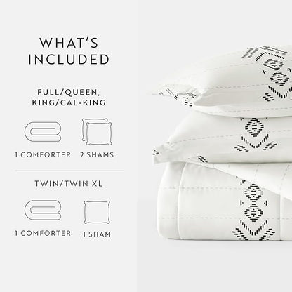 LINENS & HUTCH Comforter Set Patterned Microfiber All Season Down-Alternative Ultra Soft Bedding in Urban Stitch - Twin/TwinXL Urban Stitch Gray