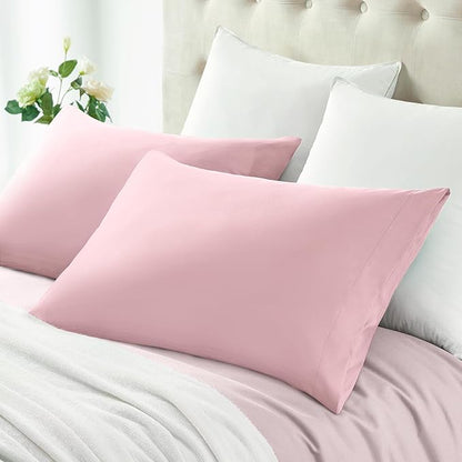 MILVOWOC 2Pcs Brushed Microfiber King Pillowcases - 20 x 36 Inch, Dusty Pink Pillow Case Set Non Slip Envelope Pillow Cover with Moisture Absorption and Anti-Wrinkle