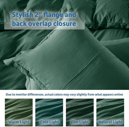 Nestl Dark Green Duvet Cover Full Size - Soft Prewashed Full Size Duvet Cover Set, 3 Piece, with Zipper Closure, 1 Duvet Cover 80x90 inches and 2 Pillow Shams