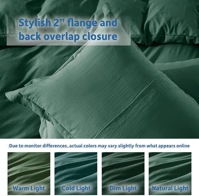 Nestl Dark Green Duvet Cover King Size - Soft Prewashed King Duvet Cover Set, 3 Piece, with Zipper Closure, 1 Duvet Cover 104x90 inches and 2 Pillow Shams