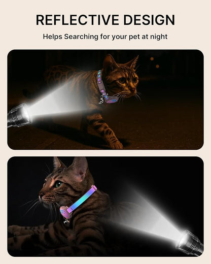 Airtag Cat Collar Breakaway, 2 Pack Cat Collar with Apple Airtag Holder | Reflective Waterproof Cat Collar with Bell, Easy Tracker with Airtag Collar, Adjustable 8-12In Lightweight & Comfortable